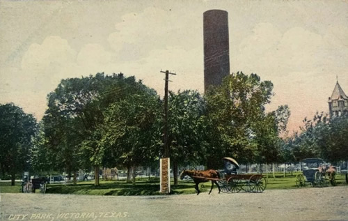 Victoria TX City Park with standpipe, 1910s
