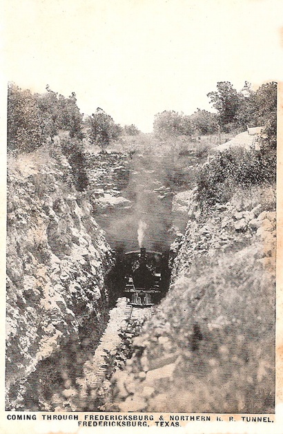 Bankersmith, Texas - Train coming through Fredericksburg and Northern Railway Tunnel 