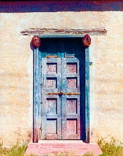 Old colorful doorway, South Texas architecture