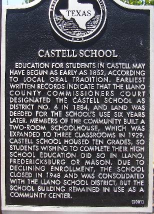 TX - Castell School historical marker