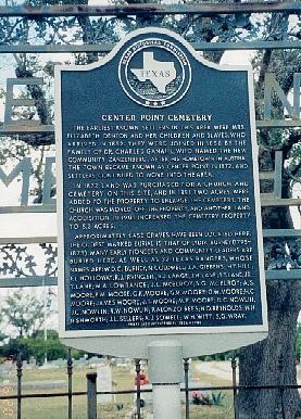 Center Point TX - Center Point Cemetery Historical Marker 