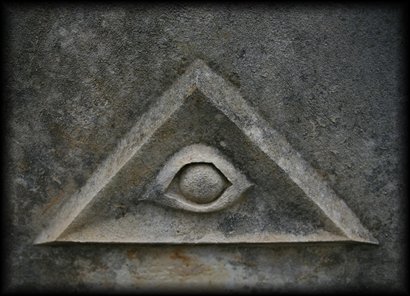 Eye on tombstone, Old D'Hanis Cemetery, Texas