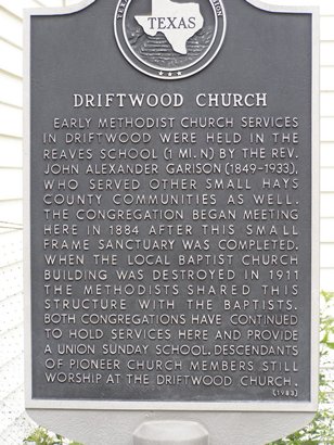 Driftwood Church Historical Marker,  Driftwood Texas