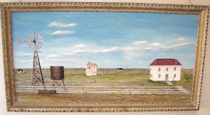 TX -  Painting of 1902 Schleicher County Courhouse & 1905 jail