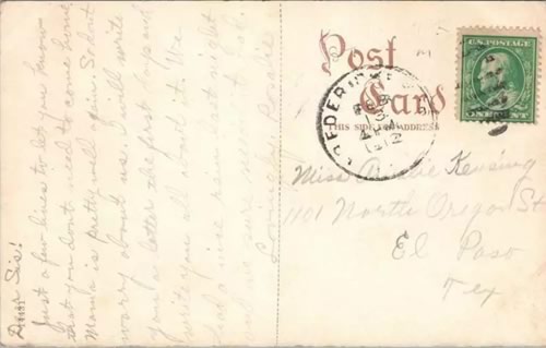 Fredericksburg TX 1912 Postmark