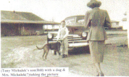 Bill Michalek and dog, Friendship, Texas