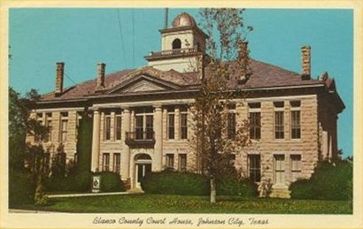1916 Blanco County Courthouse, Johnson City, Texas old postcard