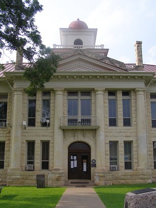 1916 Blanco County Courthouse entrance, Johnson City, Texas 