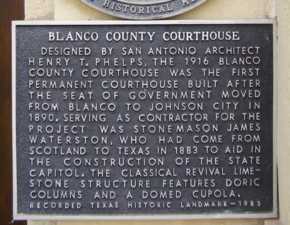 1916 Blanco County Courthouse historical marker, Johnson City, Texas 