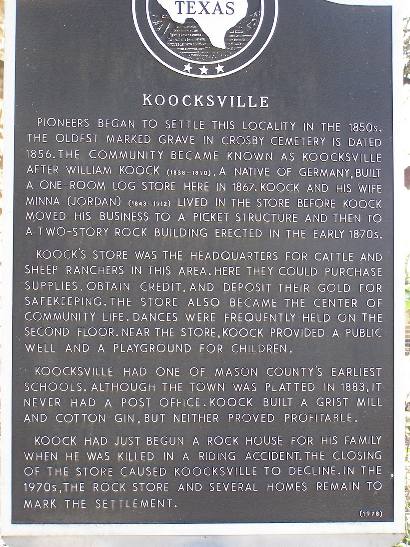 Koockville TX historical marker