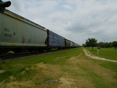Train passing through LaCoste Texas