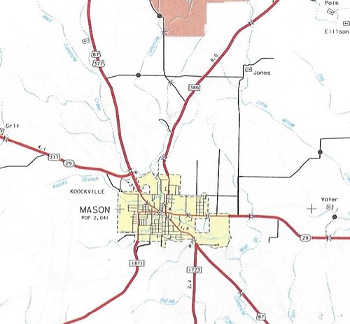 Mason, TX, Mason County map
