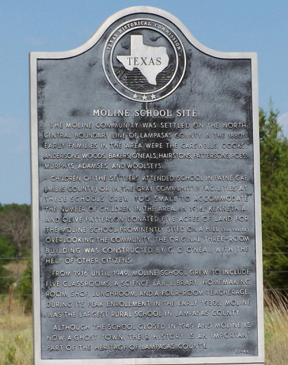 Moline, Texas - Moline School Site Historical Marker