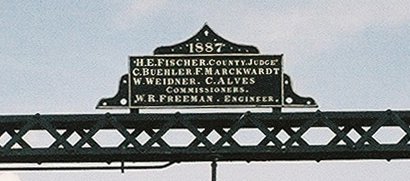 Faust Street Bridge nameplate, New Braunfels Texas 