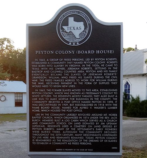 Blanco County TX - Peyton Colony Board House Historical Marker 