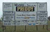 Priddy Texas welcome sign
