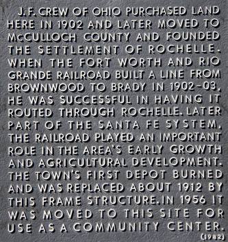 Rochelle Tx Depot historical marker
