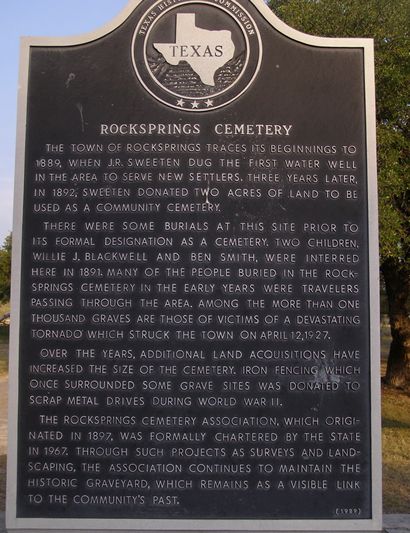 Rocksprings TX Cemetery historical marker