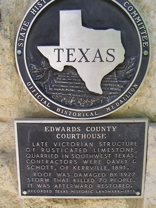 Edwards County Courthouse historical marker,  Rocksprings TX  