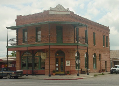 Sabinal, Texas - Red brick bank building Downtown 