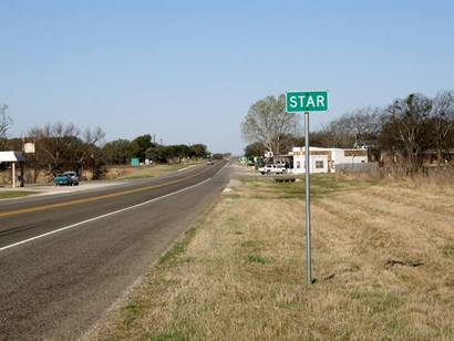 Star, Texas city limit sign