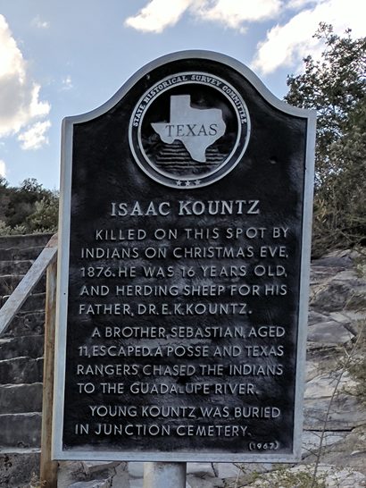 Kimble County TX - Isaac Kountz historical marker