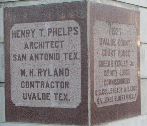 1927 Uvalde County courthouse cornerstone, Uvalde Texas