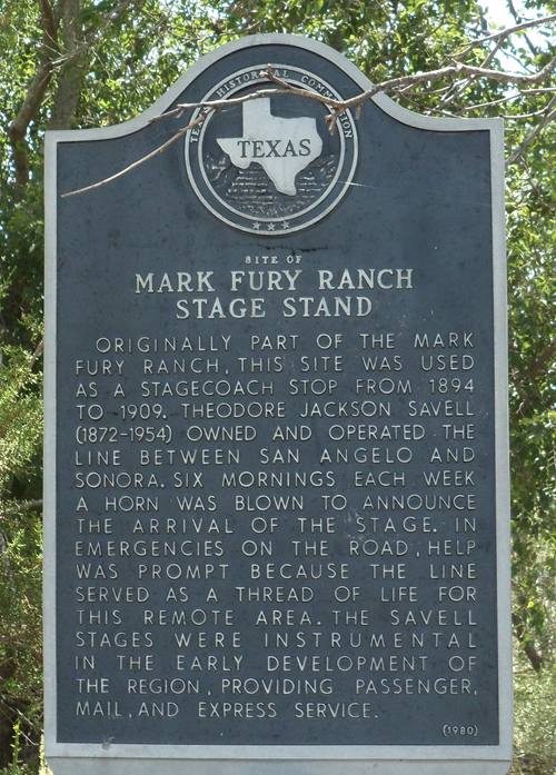 Schleider County TX - Site of Mark Fury Ranch Stage Stand  Historical Marker