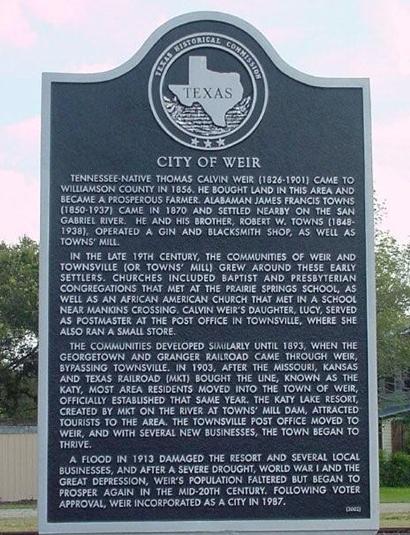 Weir Texas historical marker