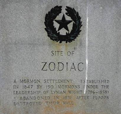 Gillespie County Tx - Site of Zodiac centennial marker close up