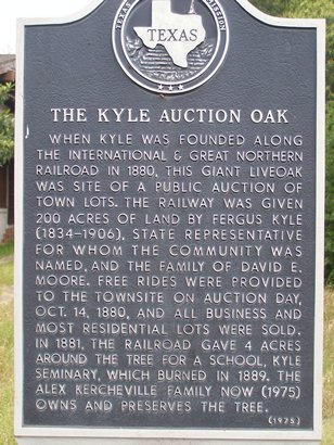Kyle Auction Oak historical marker, Kyle Texas