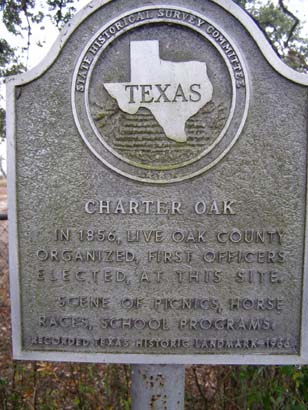 Texas - Live Oak County Charter Oak historical marker