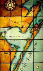 Gulf ofMexico map stained glass 