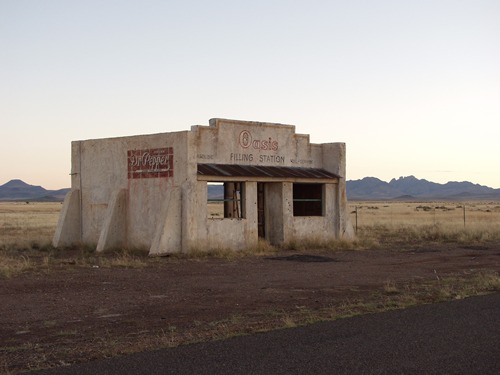 Oasis Gas Station, West Texas, movie  set for Dance Texas Pop. 81