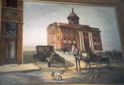 1911 Stonewall County Courthouse painting, Aspermont, Texas