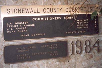 Aspermont Texas 1984StonewallCounty Courthouse Plaque