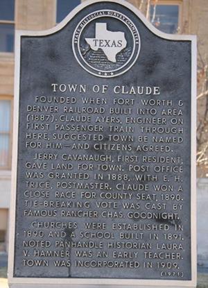 Claude Texas historical marker