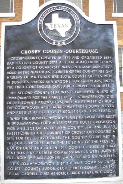TX - Crosby County Courthouse Historical Marker