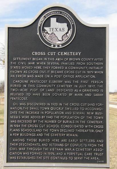 TX - Cross Cut Cemetery Marker