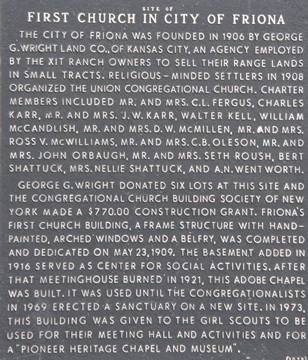 Friona First Church Texas historical marker