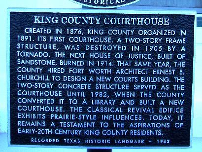 Guthrie Texas - King CountyCourthouse Historical Marker