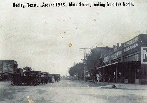 Hedley Texas main street, 1925 old photo