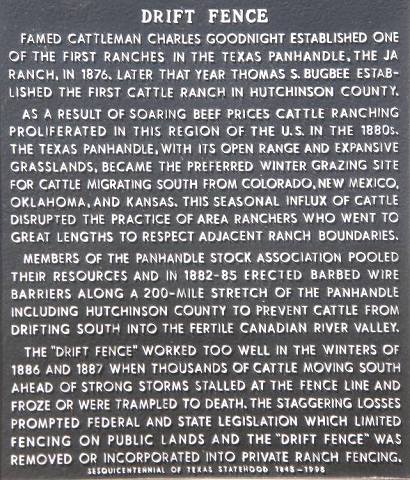 Hutchinson County Texas - Drift Fence historical marker