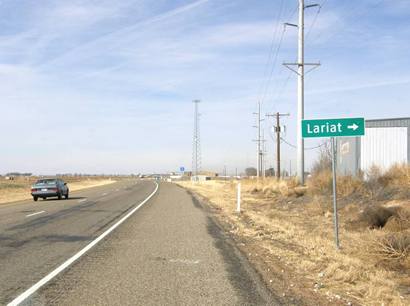 Lariat, Texas highway sign