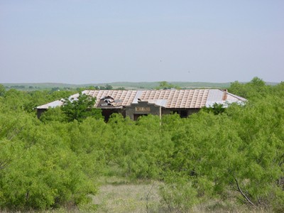 Lesley, Texas, view of old schoolhouse from  FM256