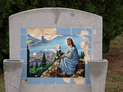 Lorenzo Tx Cemetery Tile Headstone with Christ   