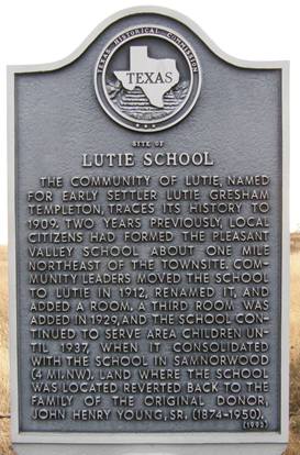 Lutie  School historical marker, Lutie Tx 