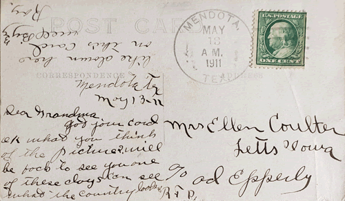Mendota TX 1911 Postmark