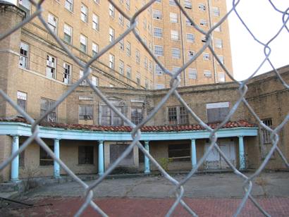 Mineral WellsT X Baker Hotel Behind Fence