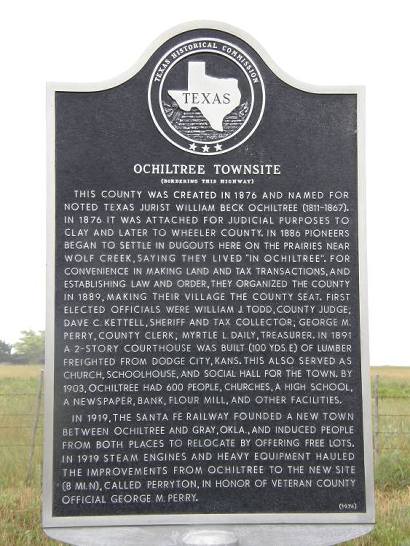 Ochiltree Tx Townsite Historical Marker